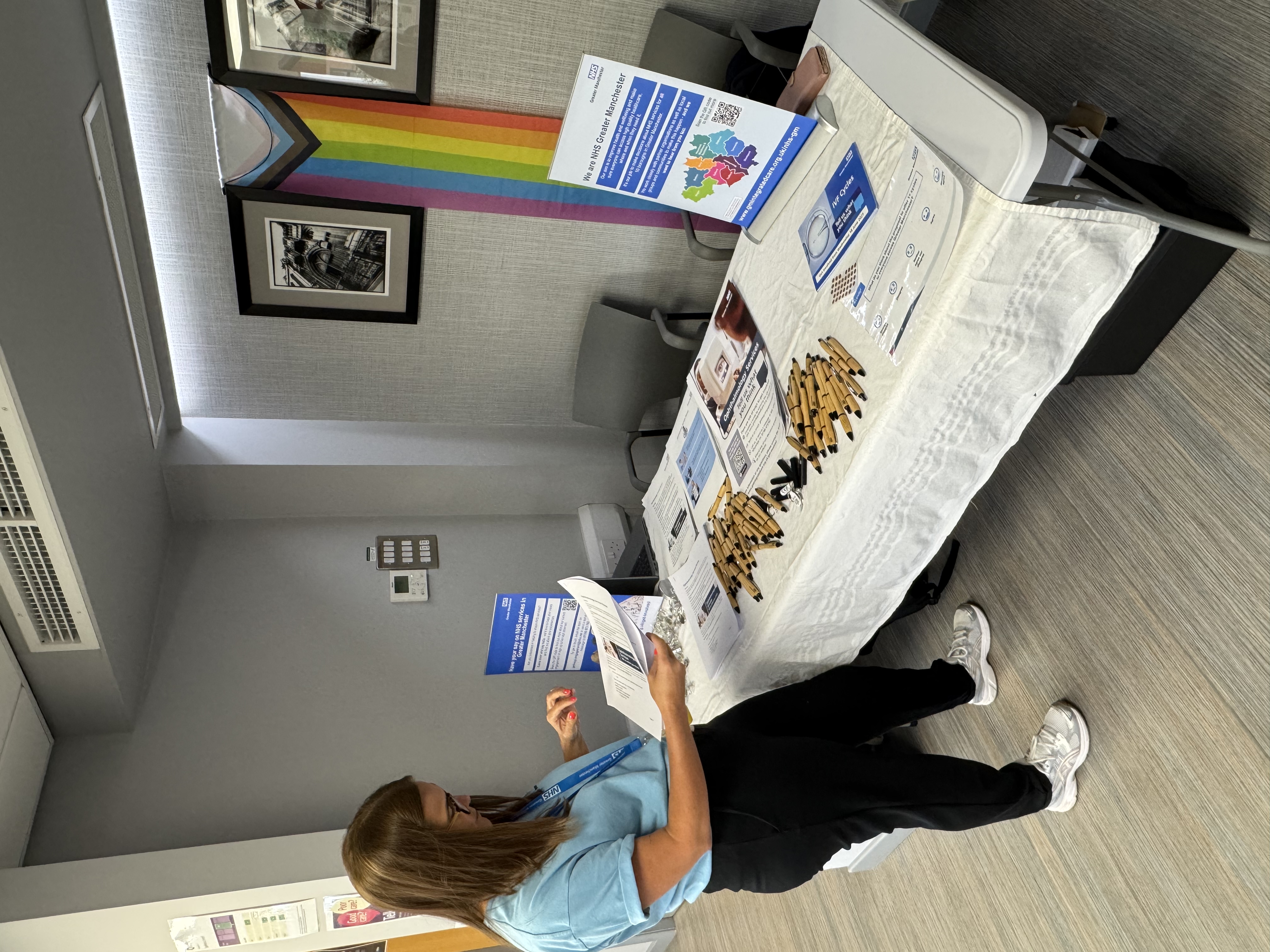 An NHS Engagement stall in a provider reception
